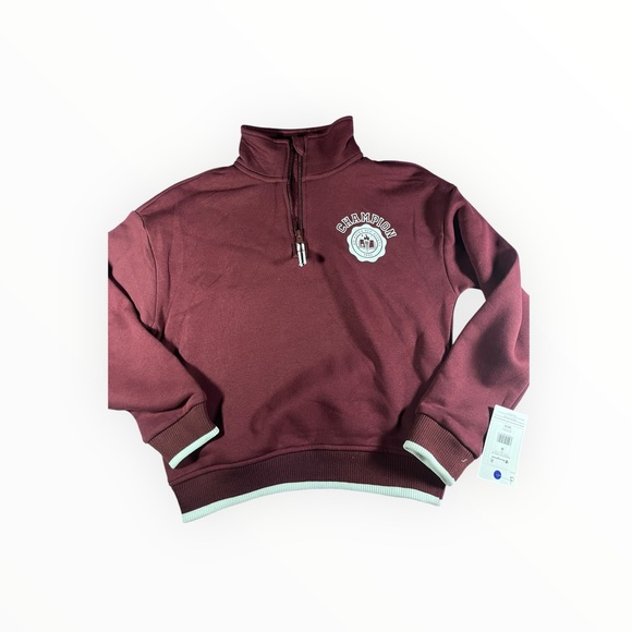 Champion Girls Maroon Half-Zip Pullover with Crest - Picture 2 of 6